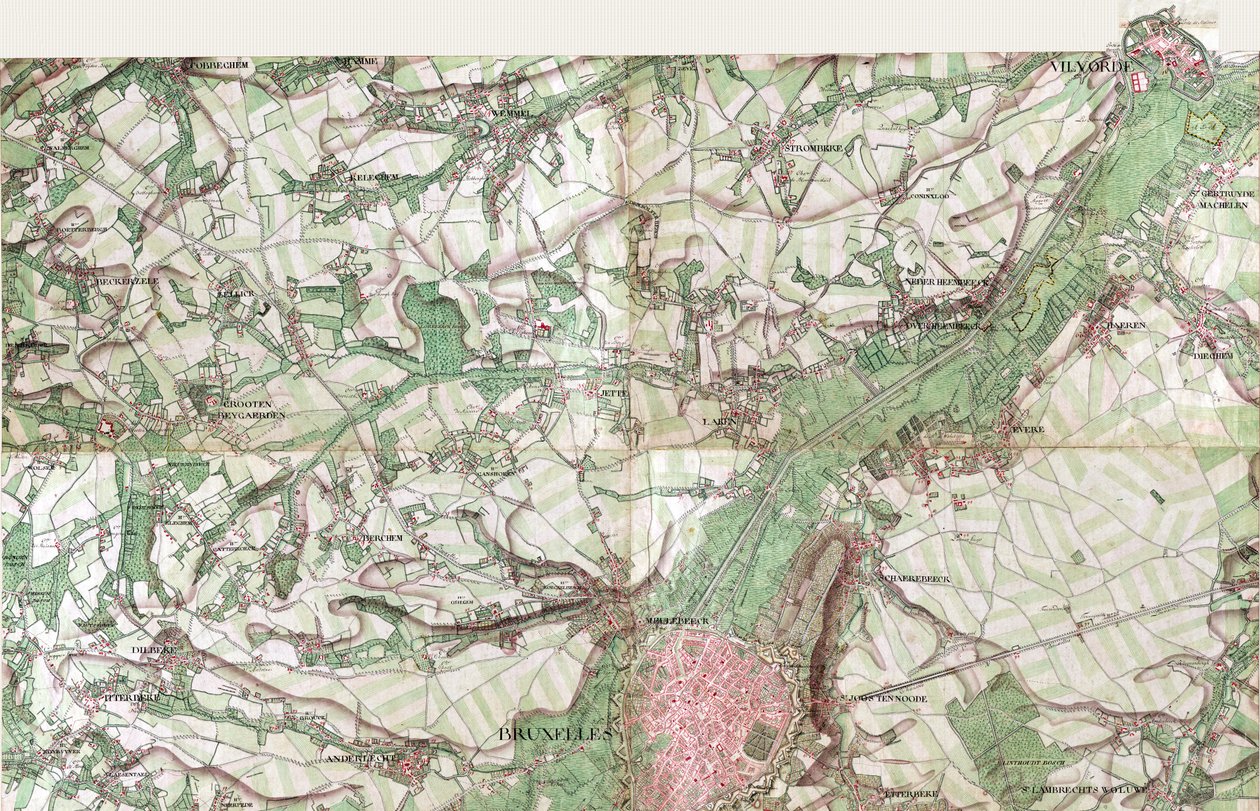 Mapa Brukseli autorstwa Joseph de Ferraris