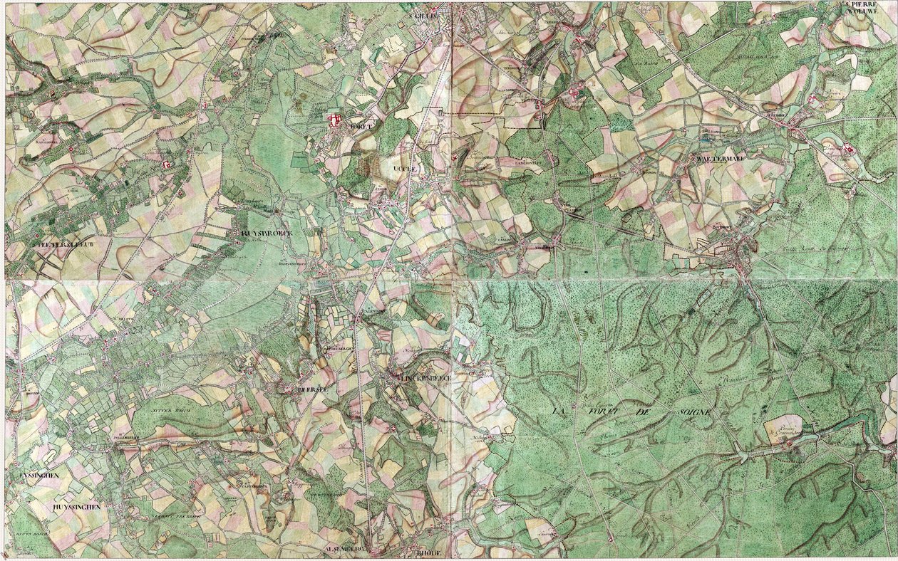 Mapa Uccle autorstwa Joseph de Ferraris