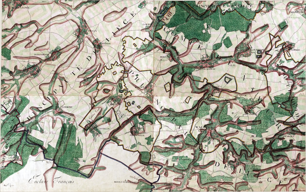 Mapa Walcourt, Belgia autorstwa Joseph de Ferraris
