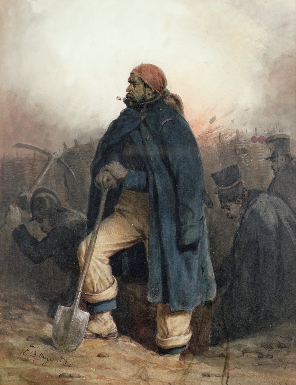 Żołnierz z łopatą autorstwa Joseph Louis Hippolyte Bellange