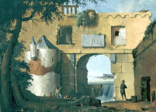 Ruiny we włoskim krajobrazie autorstwa Joseph August Knip