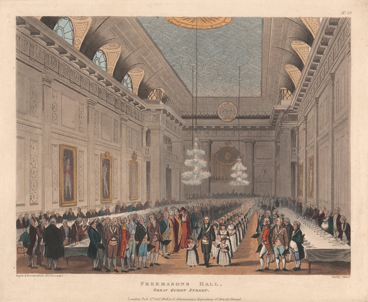 Sala masońska, Great Queen Street autorstwa Joseph Constantine Stadler