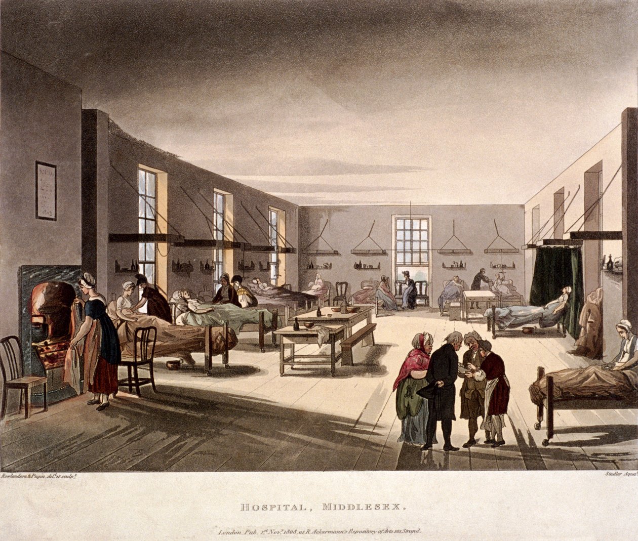 Mortimer Street, Marylebone, Londyn, 1808 autorstwa Joseph Constantine Stadler