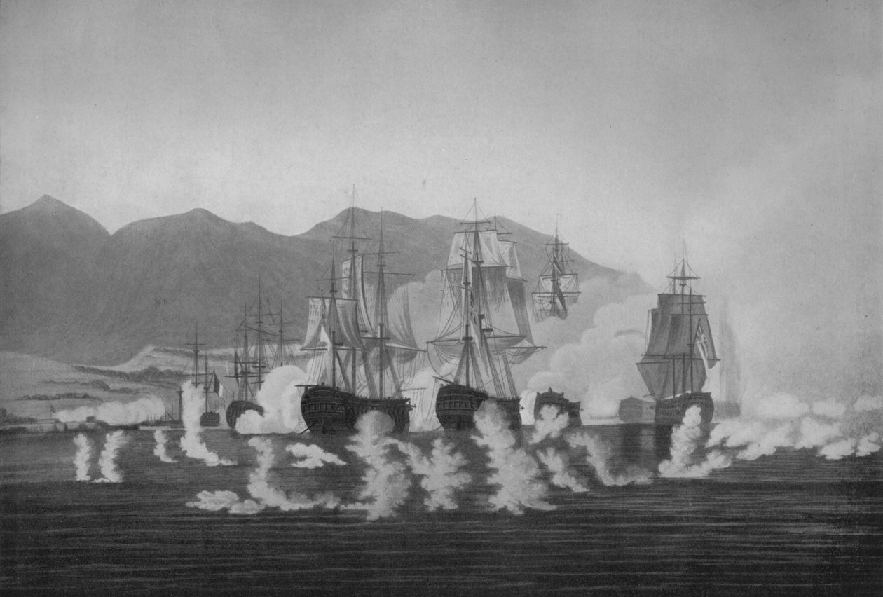 Saumarez off Algeciras, c1802 autorstwa Joseph Constantine Stadler