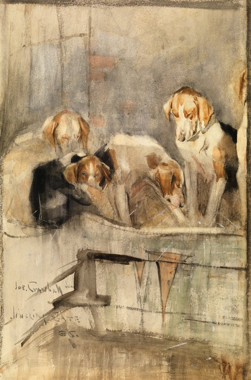 Foxhoundy – Brzęcząca Brama autorstwa Joseph Crawhall