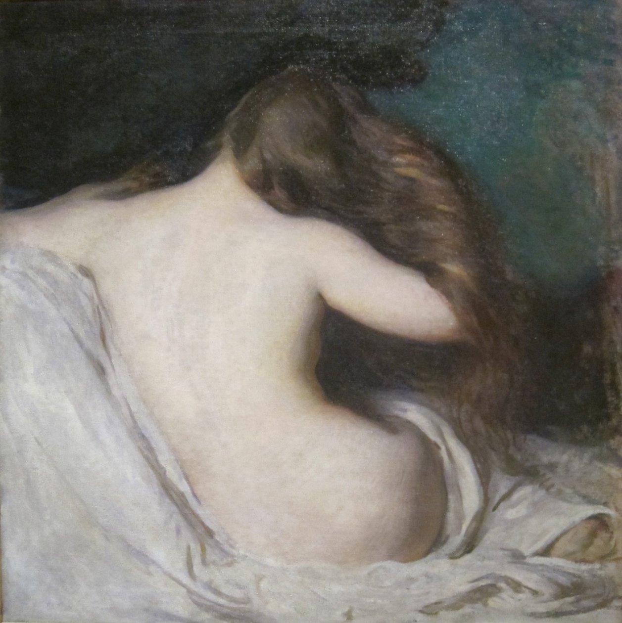 Kobieta susząca włosy autorstwa Joseph DeCamp