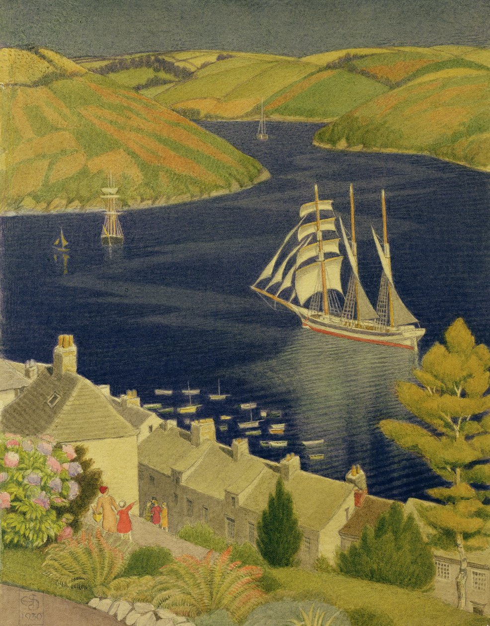 Port w Kornwalii, 1930 autorstwa Joseph Edward Southall