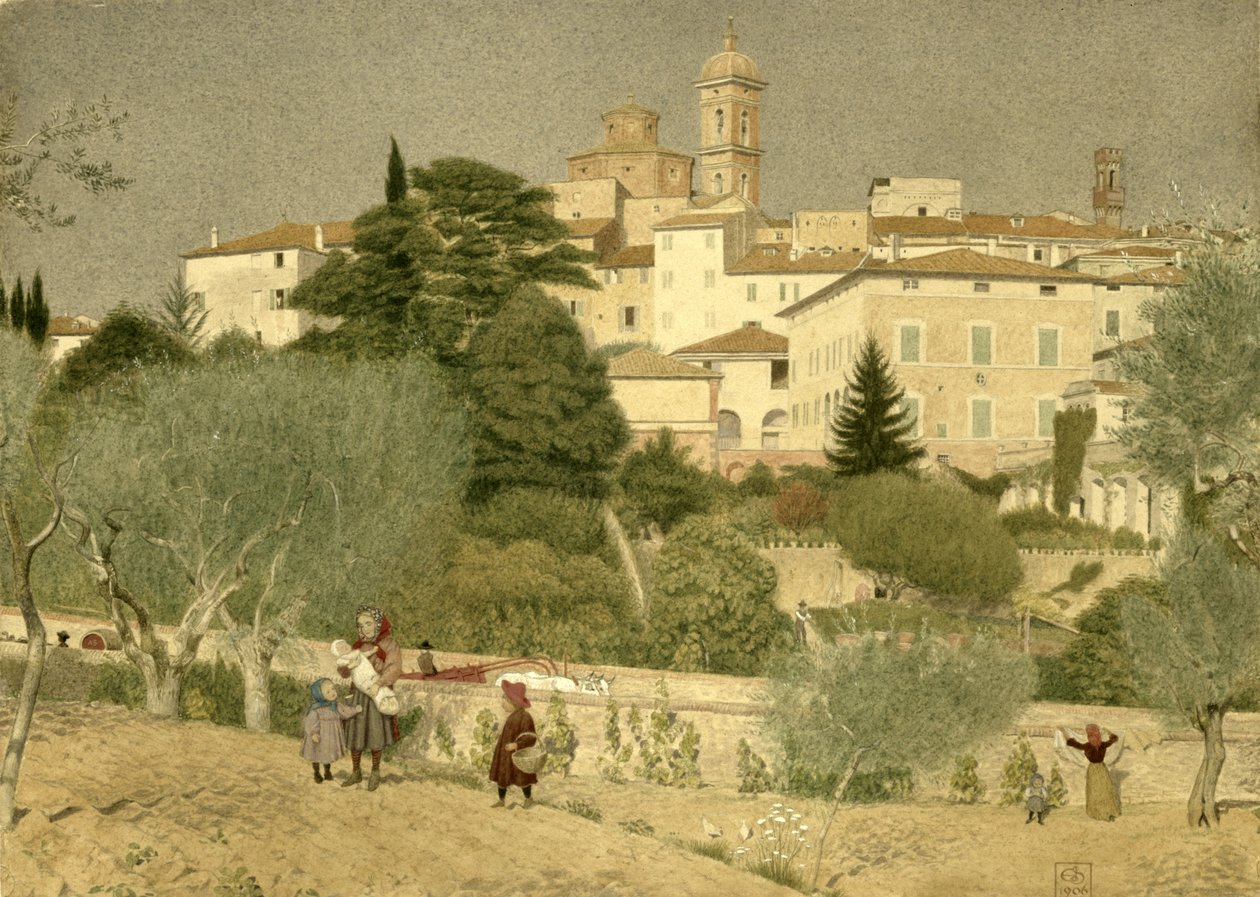W Toskanii, 1906 (wc na papierze) autorstwa Joseph Edward Southall