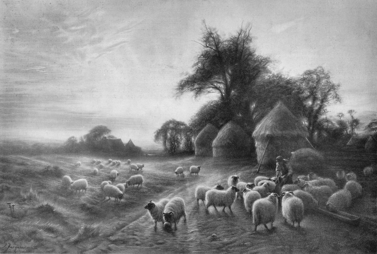 Karmienie owiec, c1890, 1911 autorstwa Joseph Farquharson