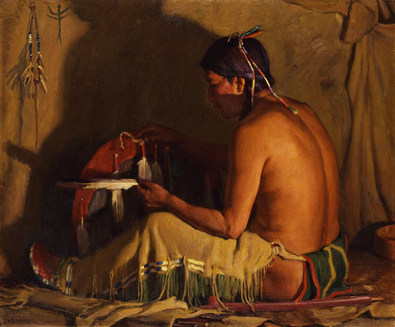 Firelight autorstwa Joseph Henry Sharp