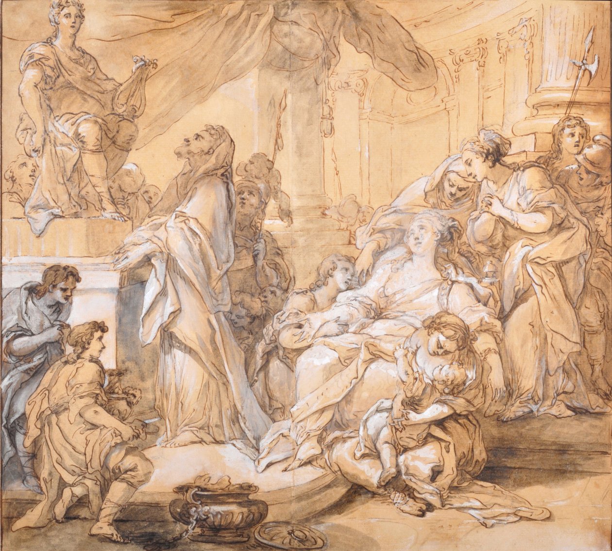 Śmierć Alceste (lavis) autorstwa Joseph II Cellony