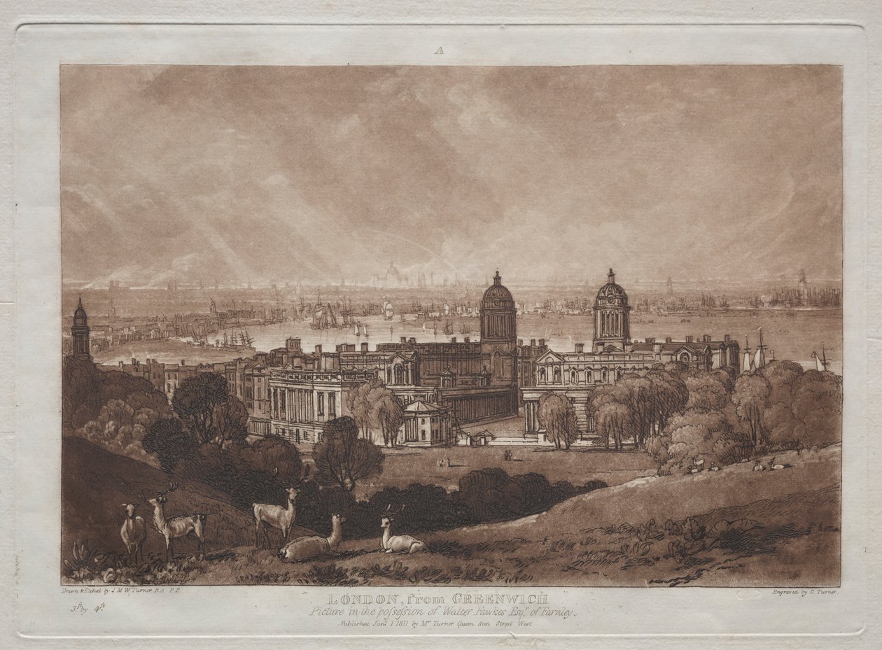 Londyn z Greenwich. autorstwa Joseph Mallord William Turner