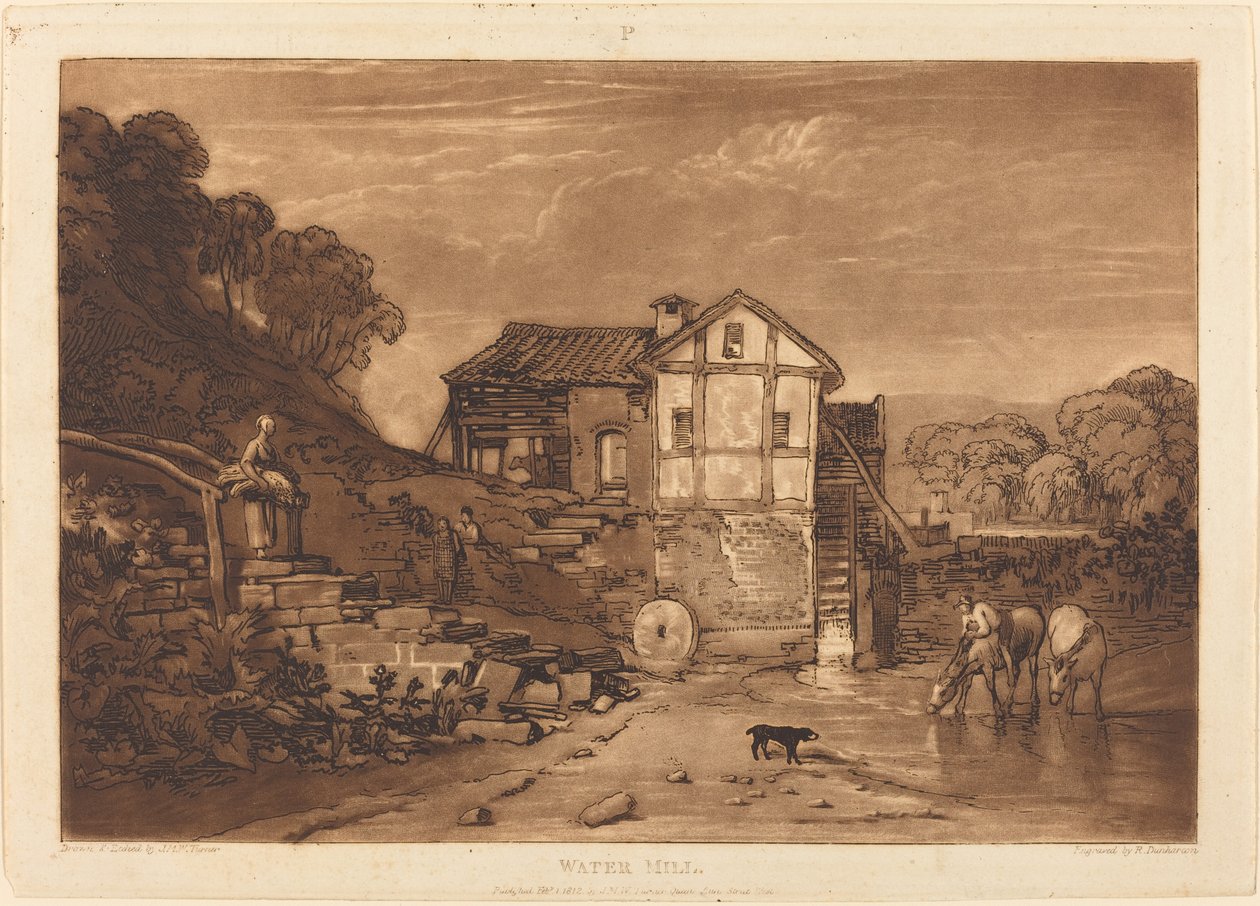 Młyn wodny autorstwa Joseph Mallord William Turner and Robert Dunkarton