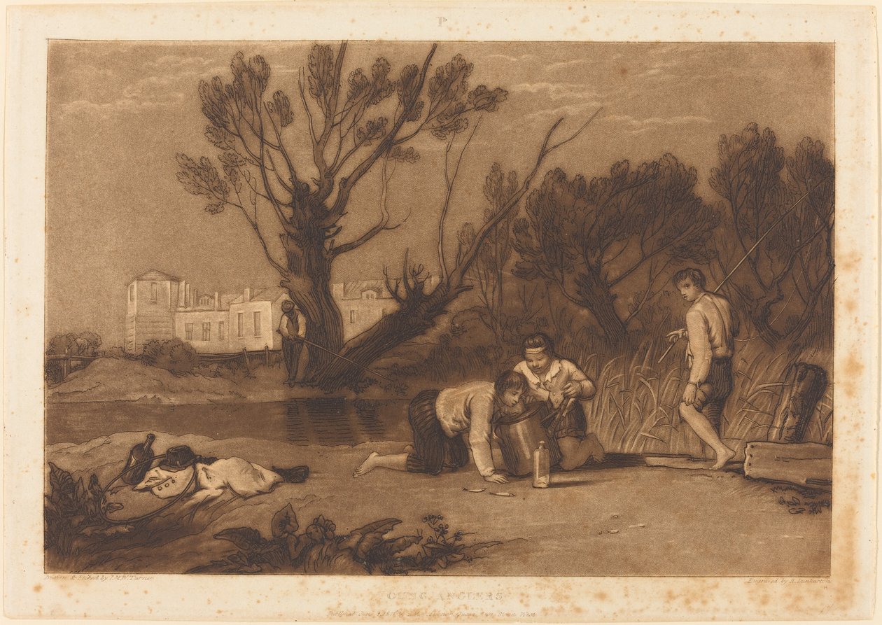 Młodzi wędkarze autorstwa Joseph Mallord William Turner and Robert Dunkarton