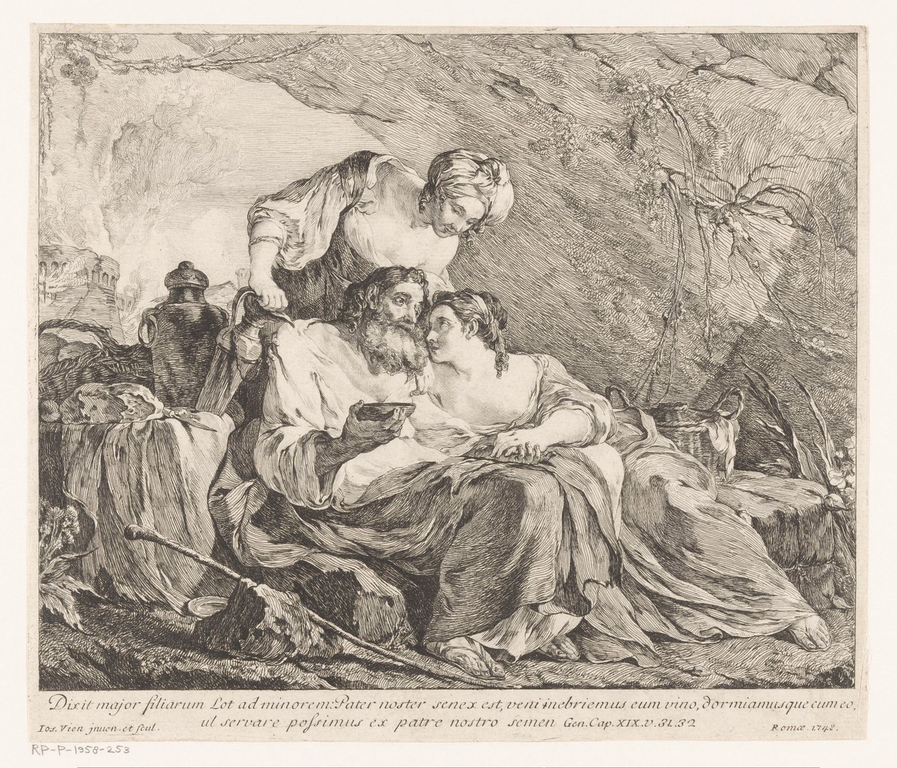 Lot i jego córki autorstwa Joseph Marie Vien (I)
