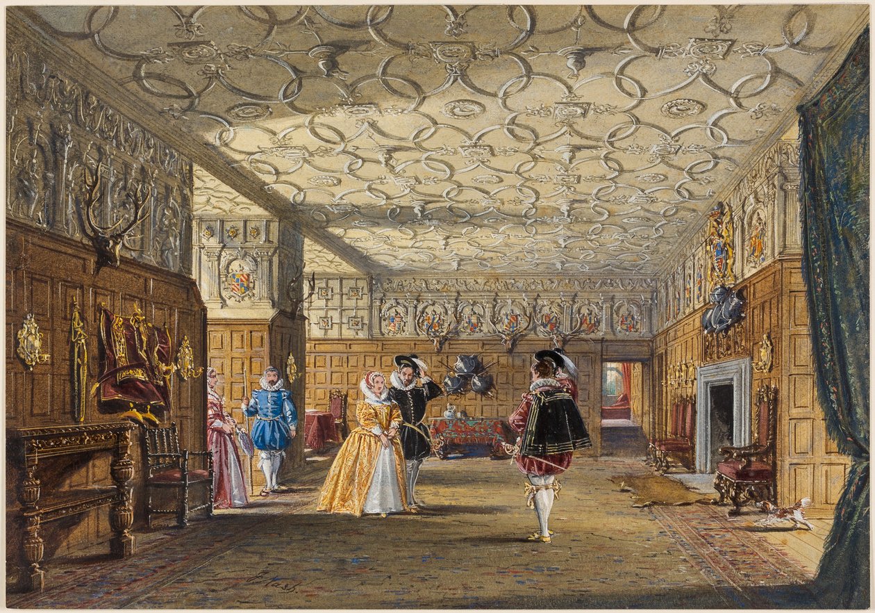 The Hall, Levens, Westmoreland autorstwa Joseph Nash