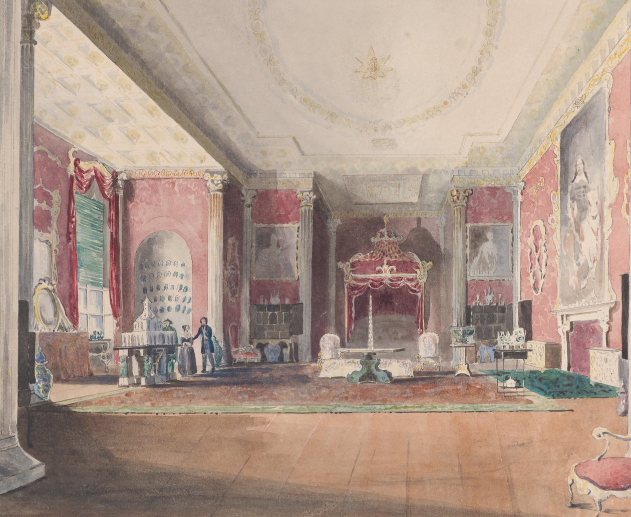 State Bed Chamber, Stowe Buckinghamshire, 1838. autorstwa Joseph Nash