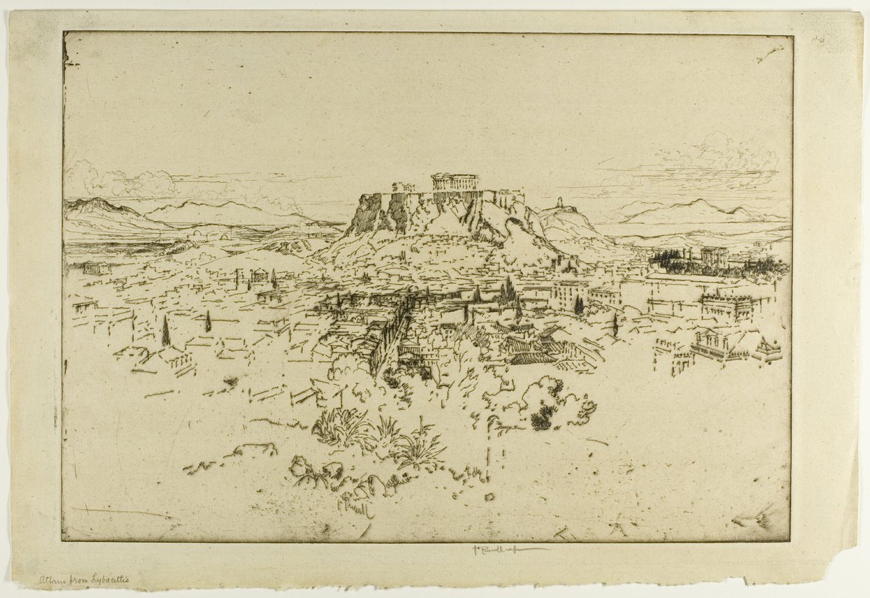 Ateny z góry Lybacettus autorstwa Joseph Pennell