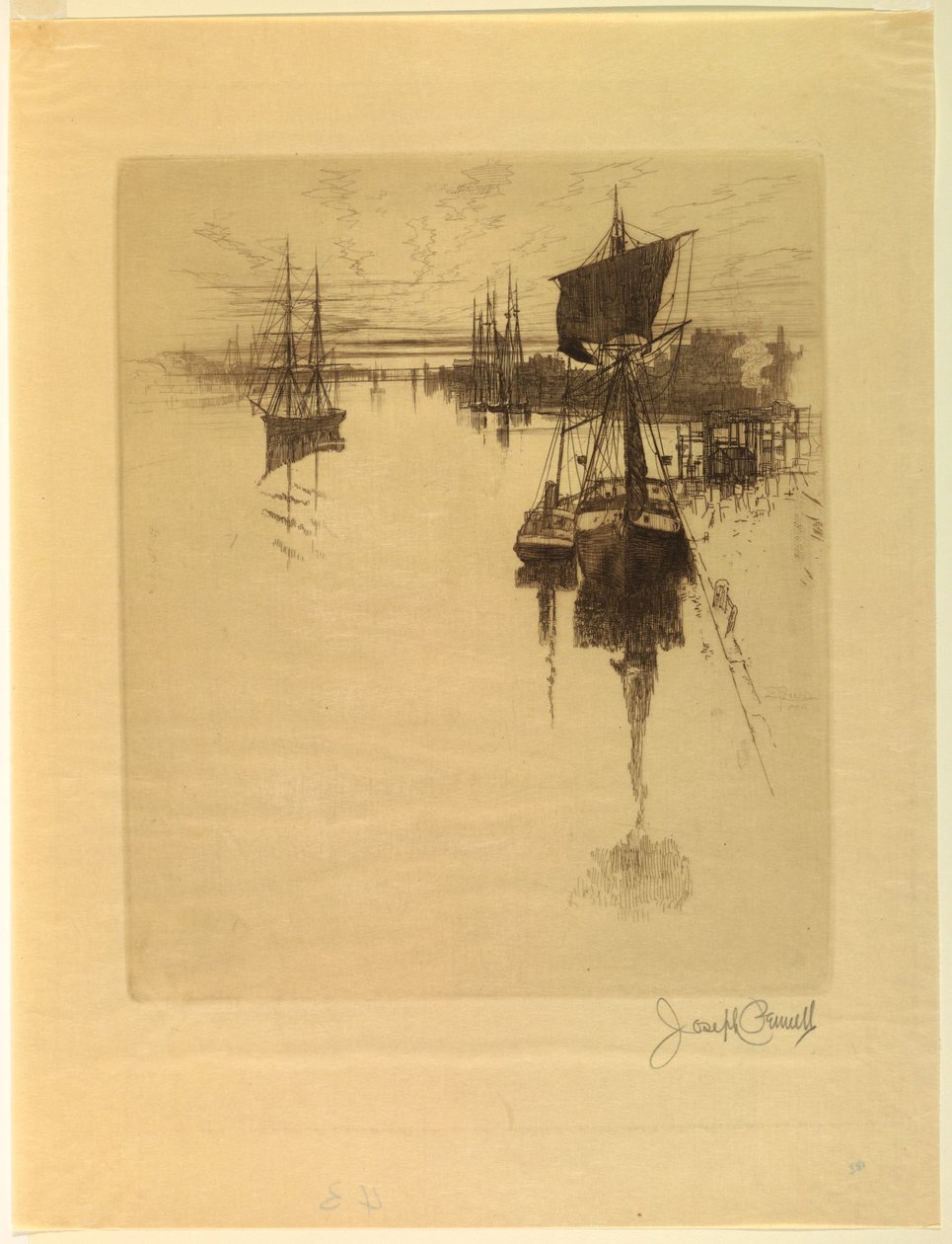 Poniżej mostu Chestnut Street autorstwa Joseph Pennell