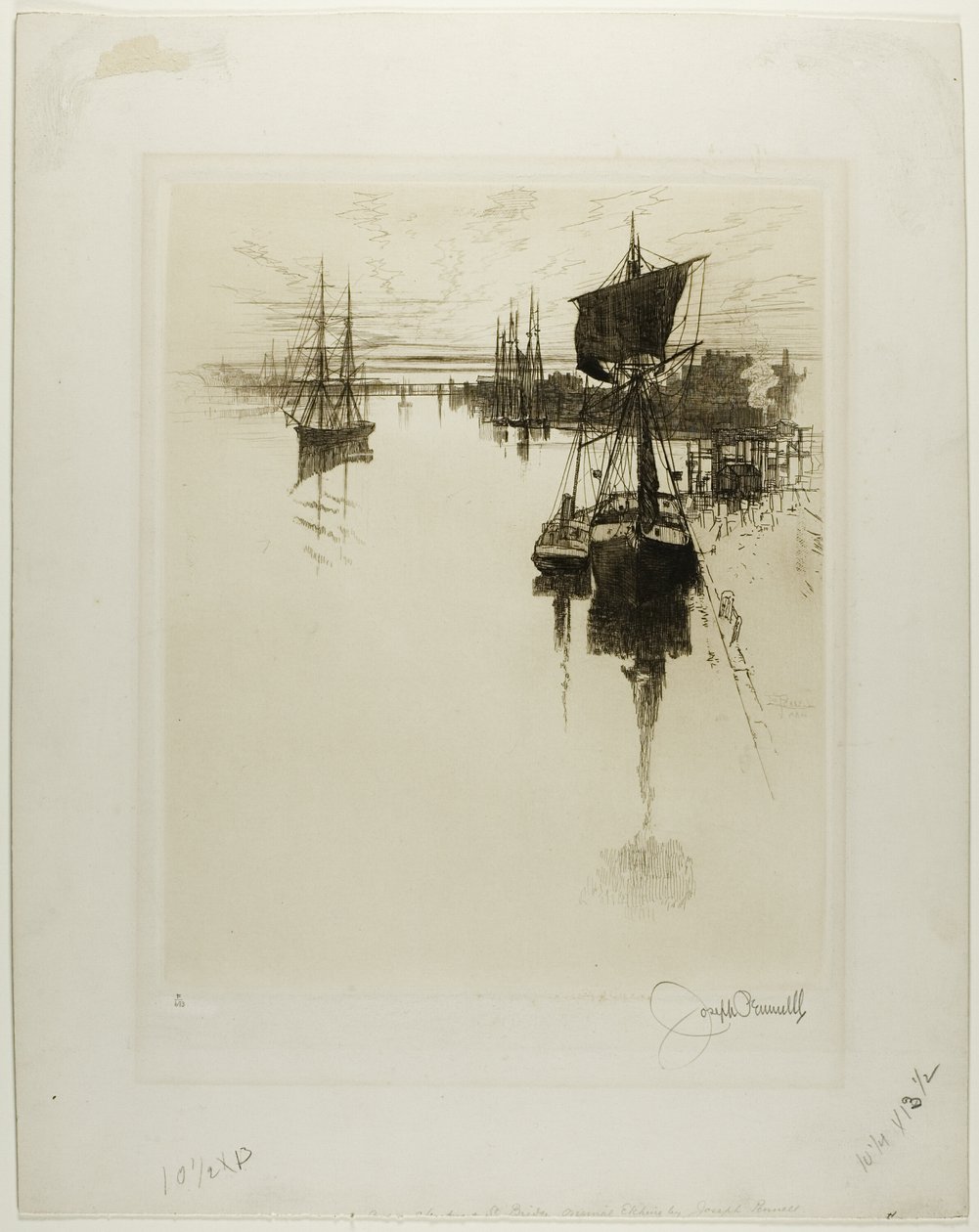 Poniżej mostu Chestnut Street, Filadelfia autorstwa Joseph Pennell