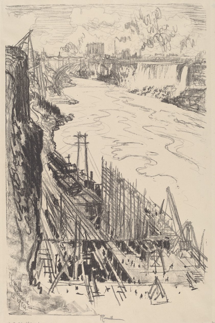 Budowa elektrowni, 1910. autorstwa Joseph Pennell