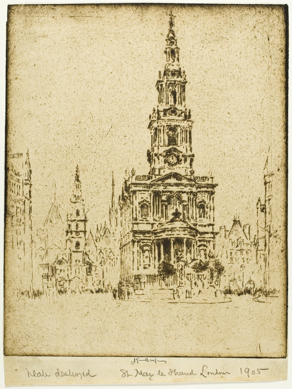 Kościół św. Marii-le-Strand autorstwa Joseph Pennell
