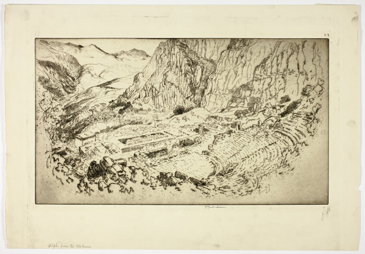 Delphi, ze Stadionu autorstwa Joseph Pennell