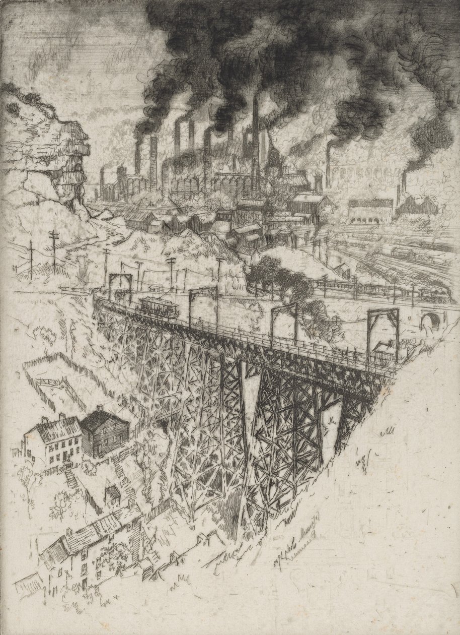 Edgar Thomson Works, Bessemer, 1909. autorstwa Joseph Pennell