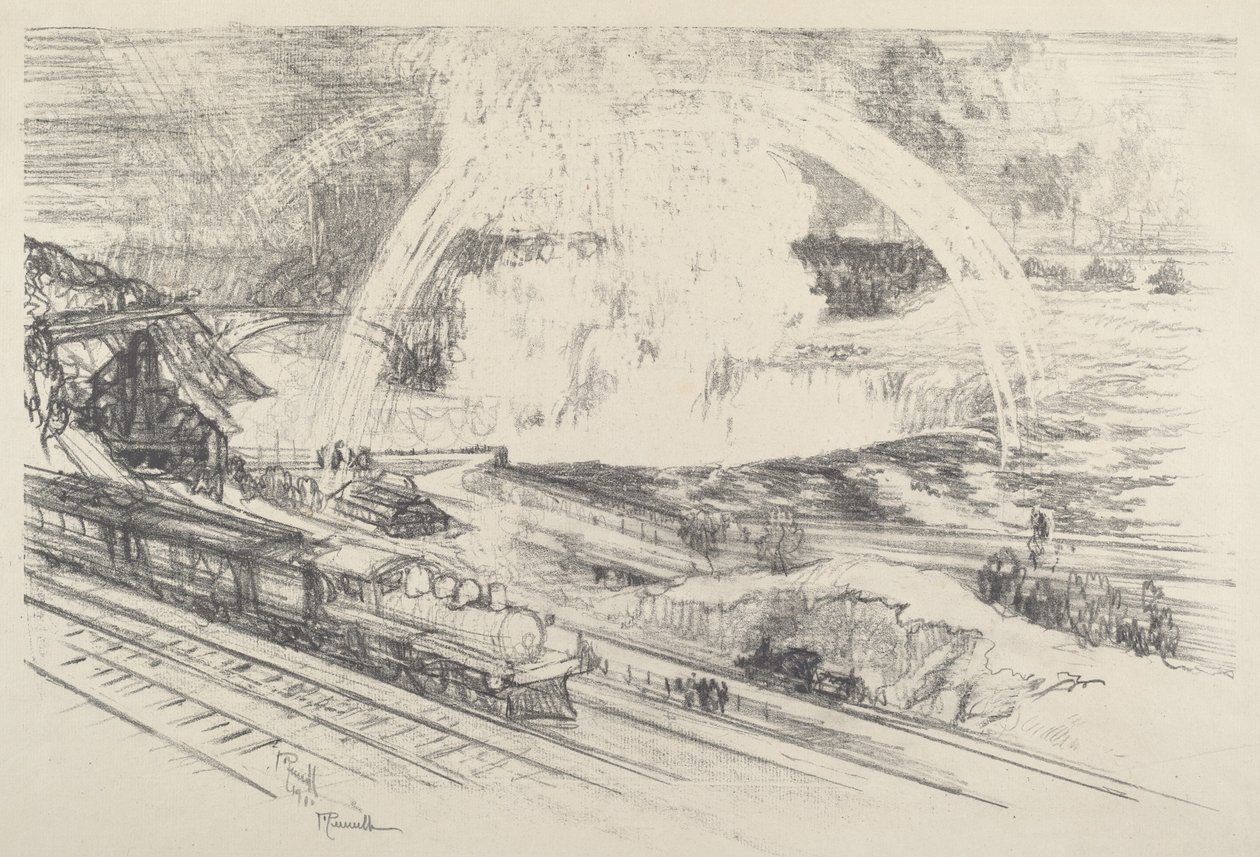 Stacja Falls, Niagara, 1910. autorstwa Joseph Pennell