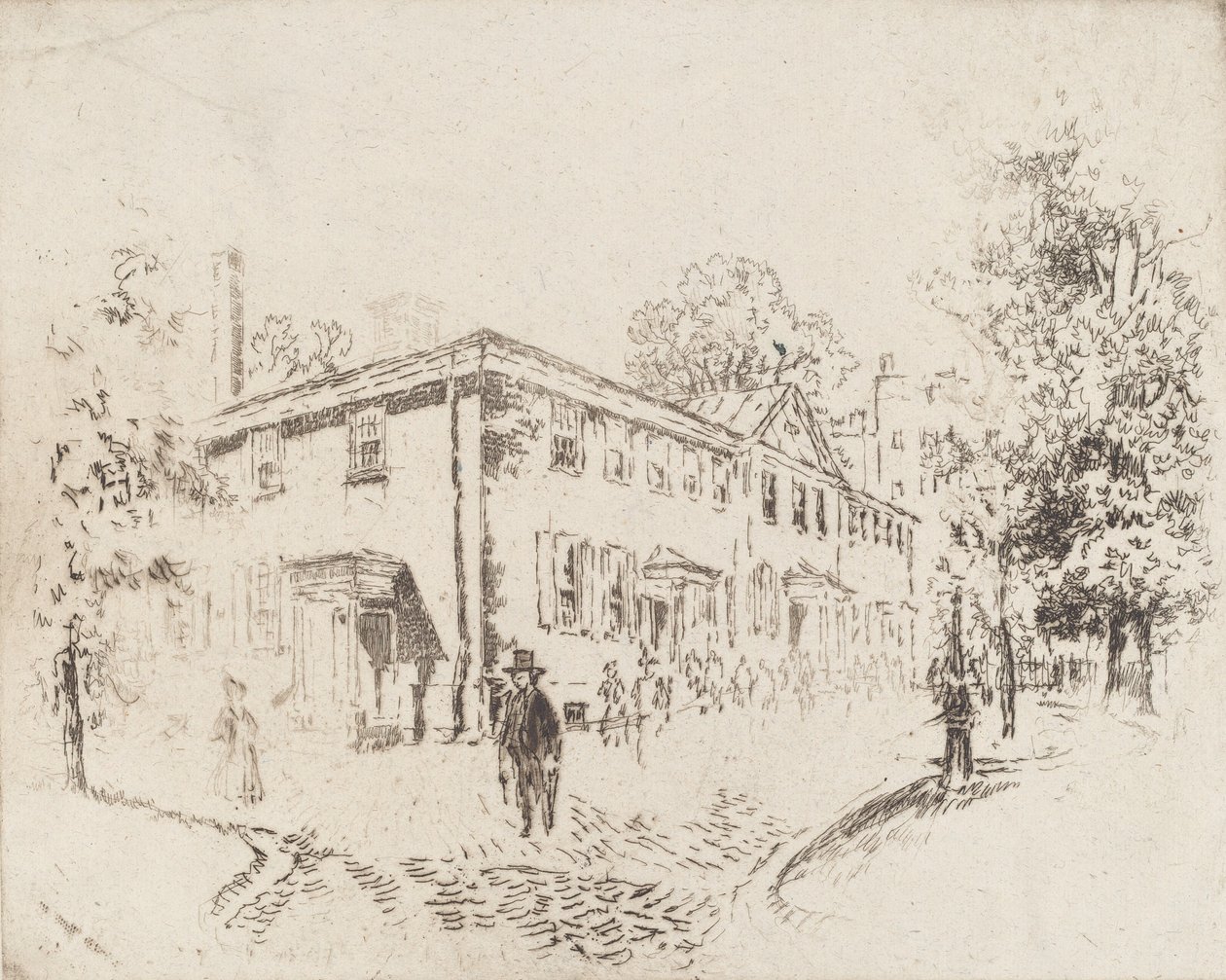 Czwarta Ulica, Dom Spotkań, Filadelfia, 1920. autorstwa Joseph Pennell