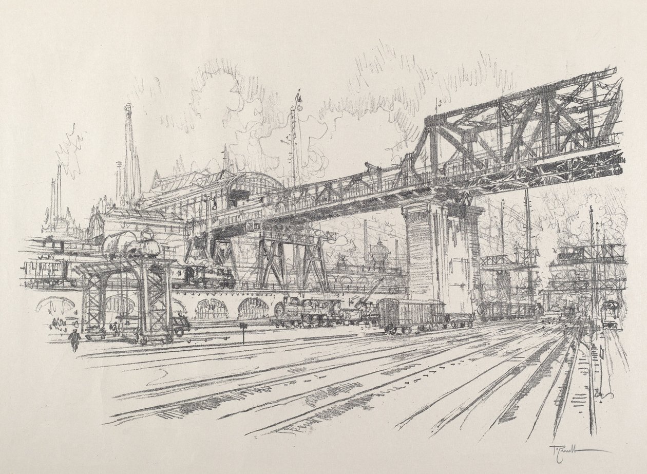 Gleisdreieck, 1921. autorstwa Joseph Pennell