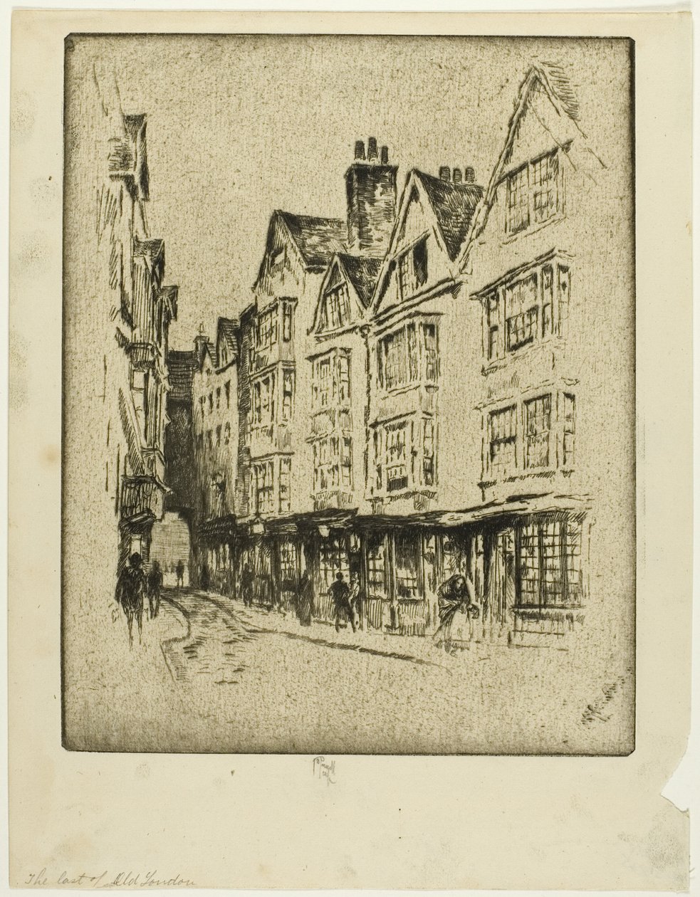Last of Old London, Cloth Fair autorstwa Joseph Pennell