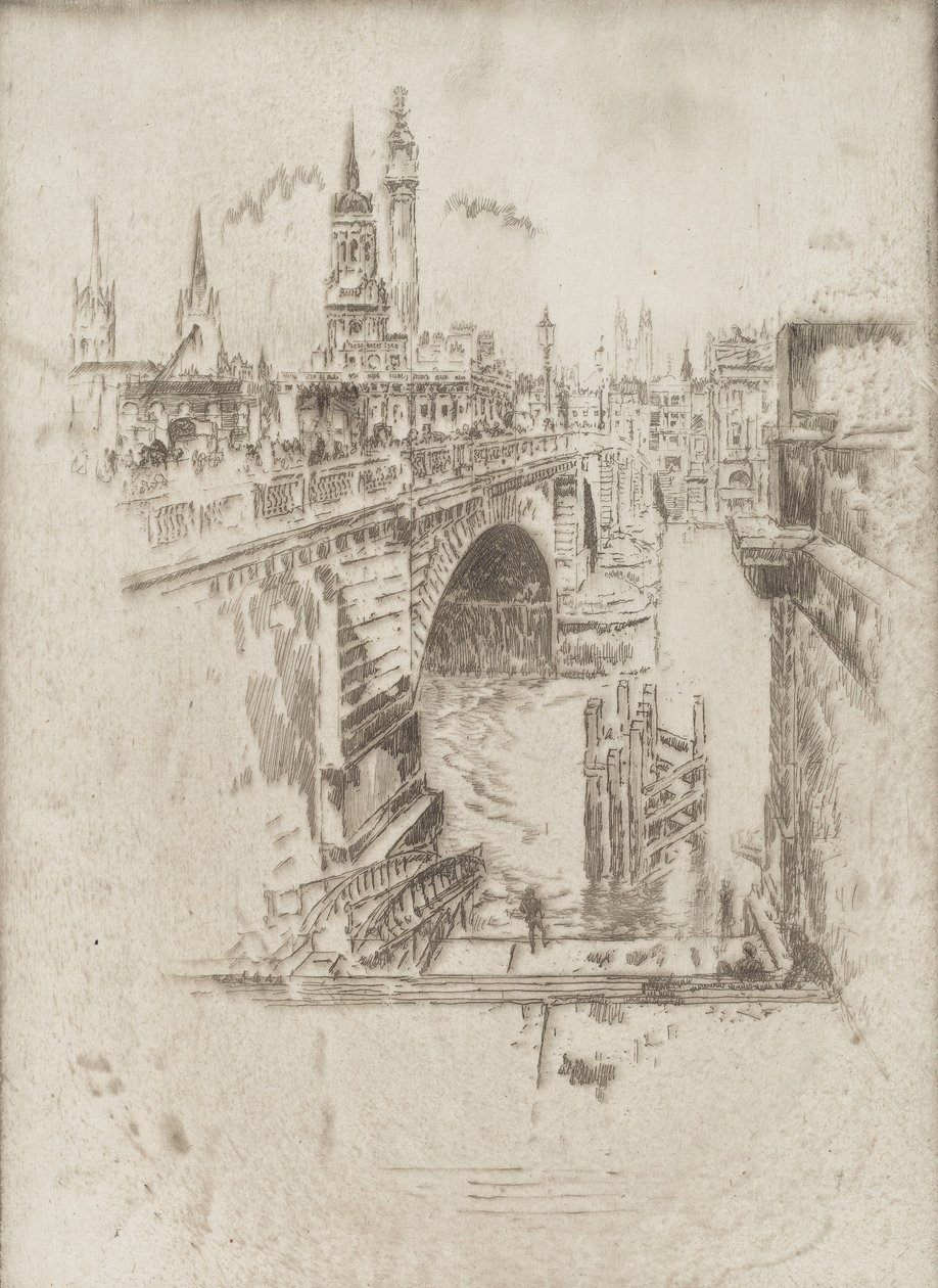 Schody Londyńskiego Mostu, 1903. autorstwa Joseph Pennell