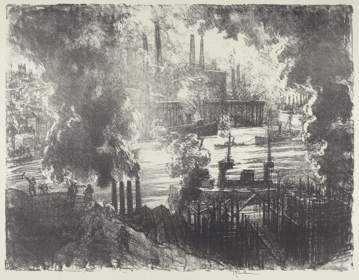Rzeka Amunicji, 1916. autorstwa Joseph Pennell