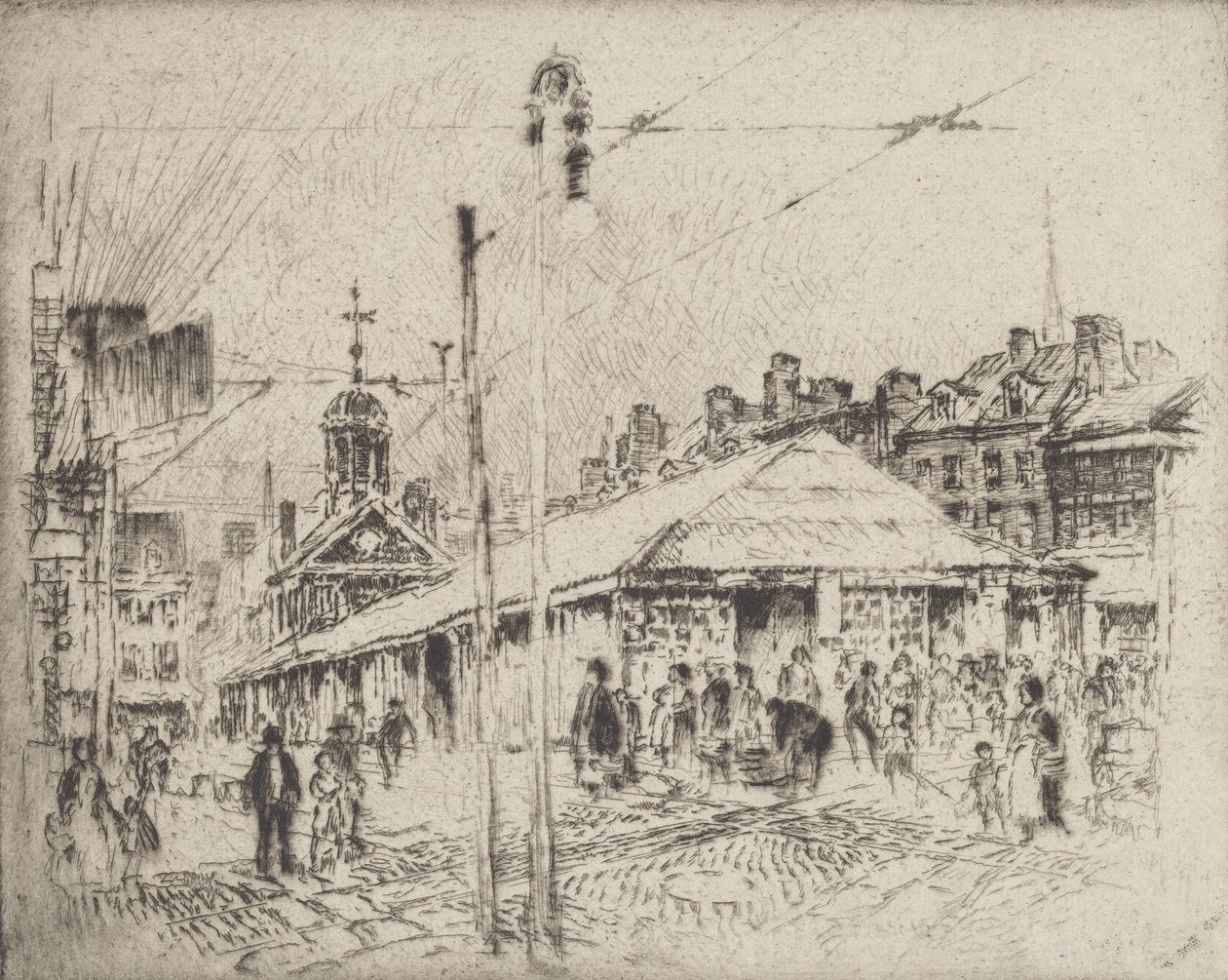Rynek Drugiej Ulicy, Filadelfia, 1920. autorstwa Joseph Pennell