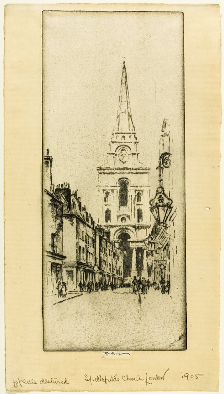 Kościół Spitalfields autorstwa Joseph Pennell