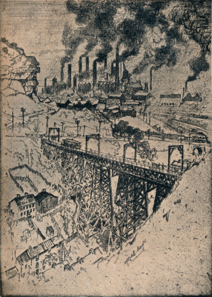 Zakłady Steel-Edgar Thomson, 1909 autorstwa Joseph Pennell