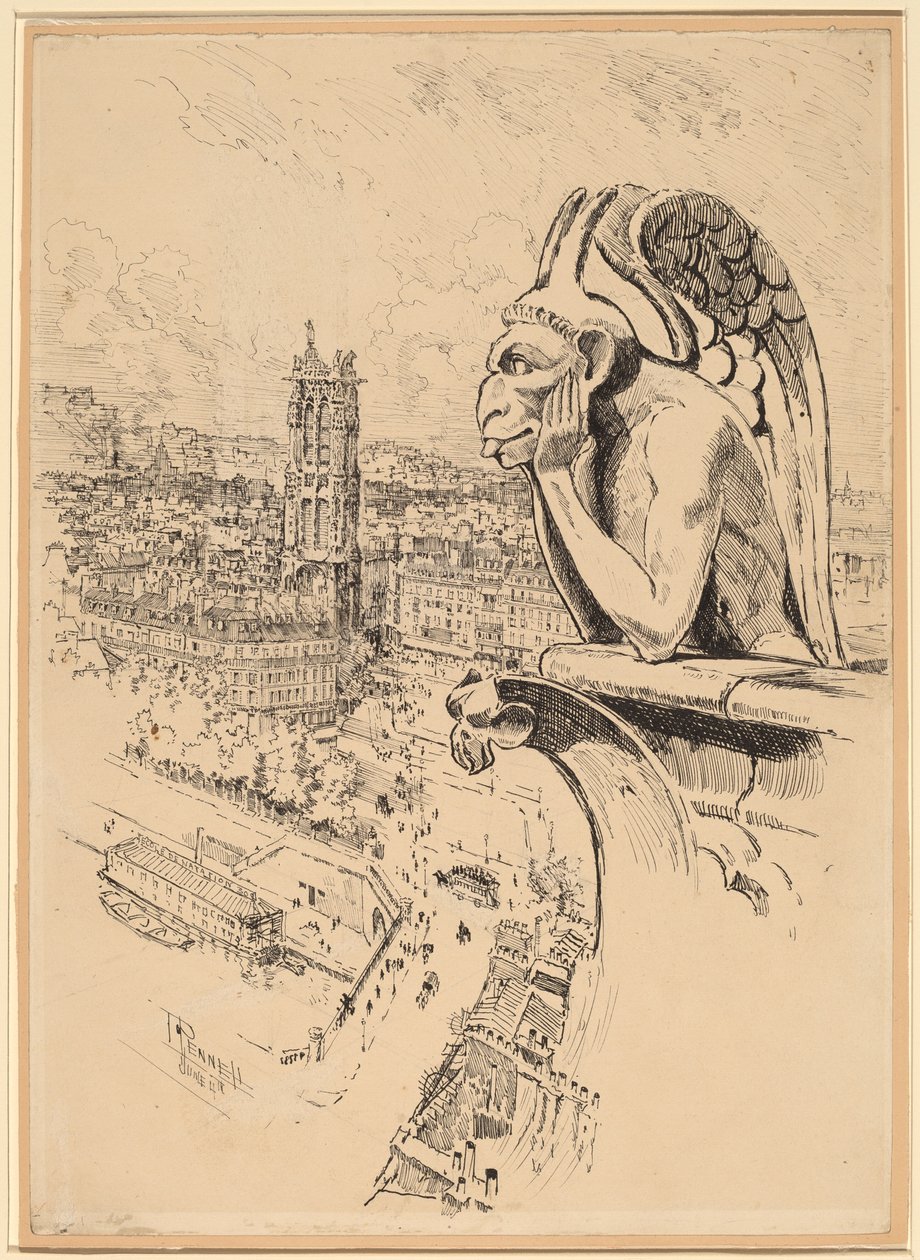 Studium dla „Le Stryge” autorstwa Joseph Pennell