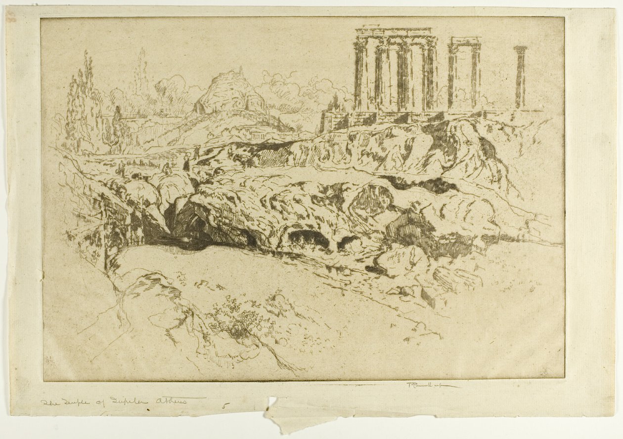 Świątynia Jowisza, Ateny autorstwa Joseph Pennell