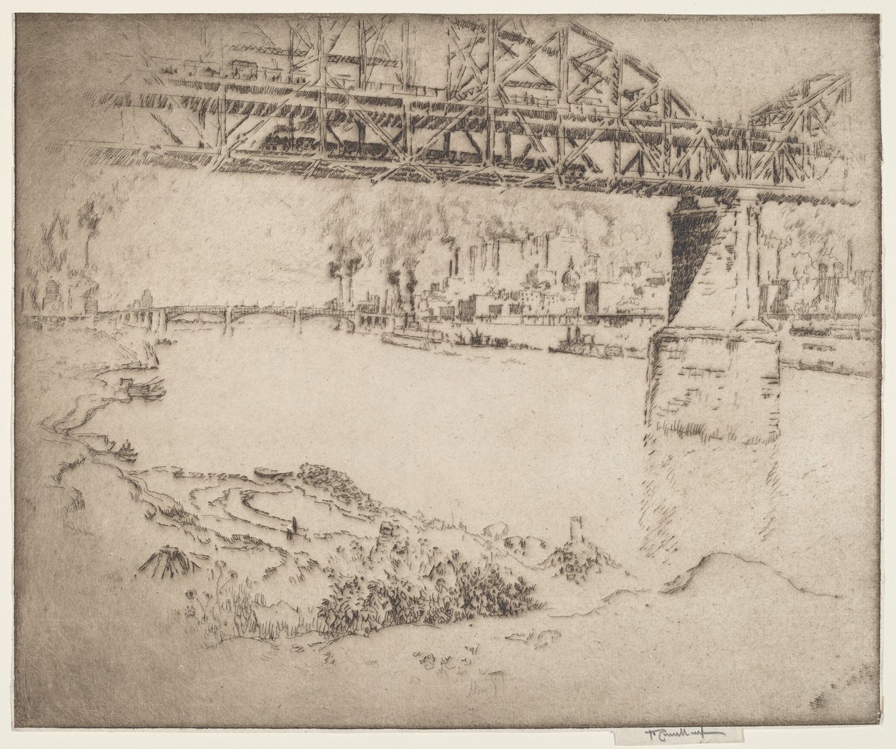 Most miejski, St. Louis autorstwa Joseph Pennell