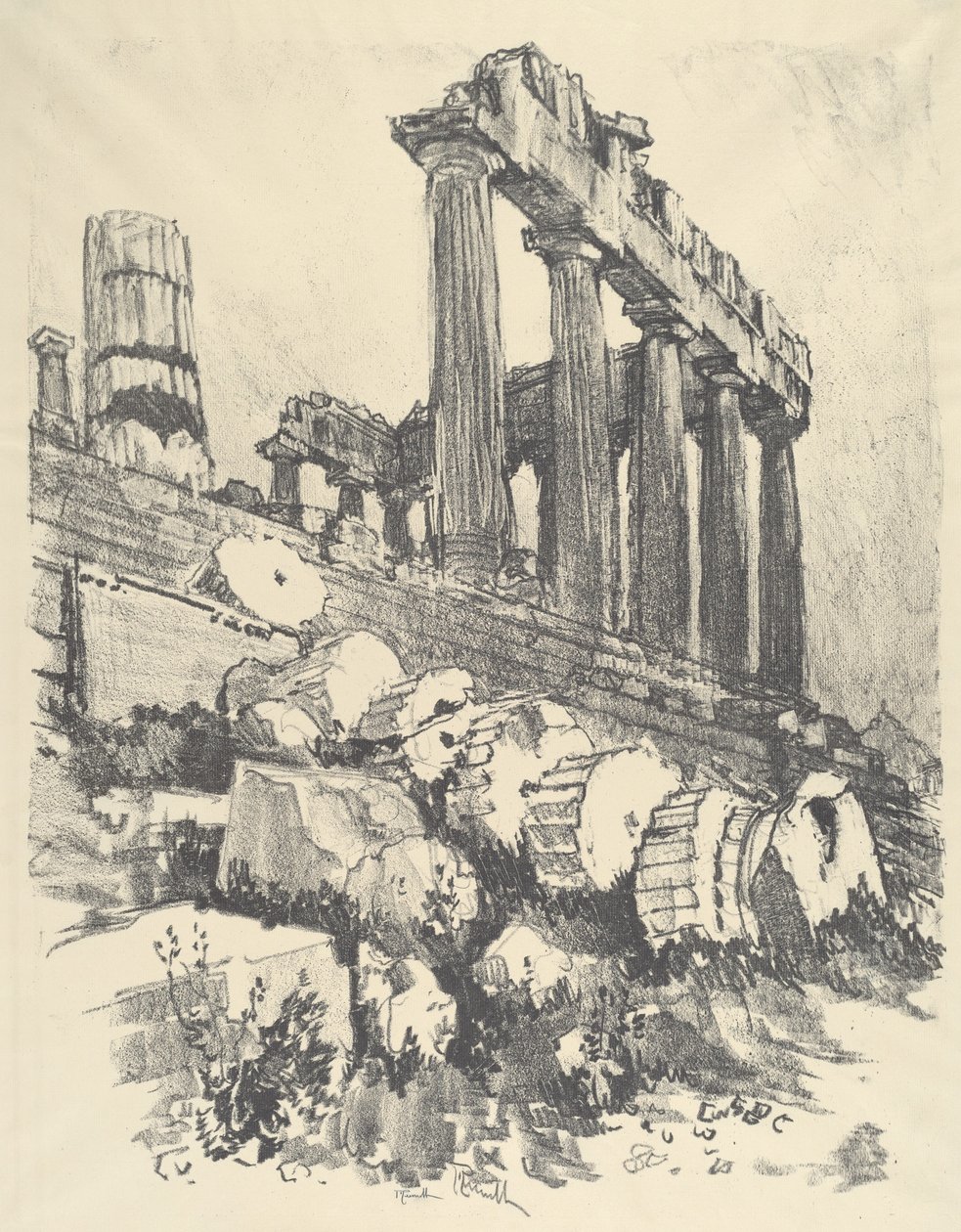 Upadła kolumna, Ateny autorstwa Joseph Pennell