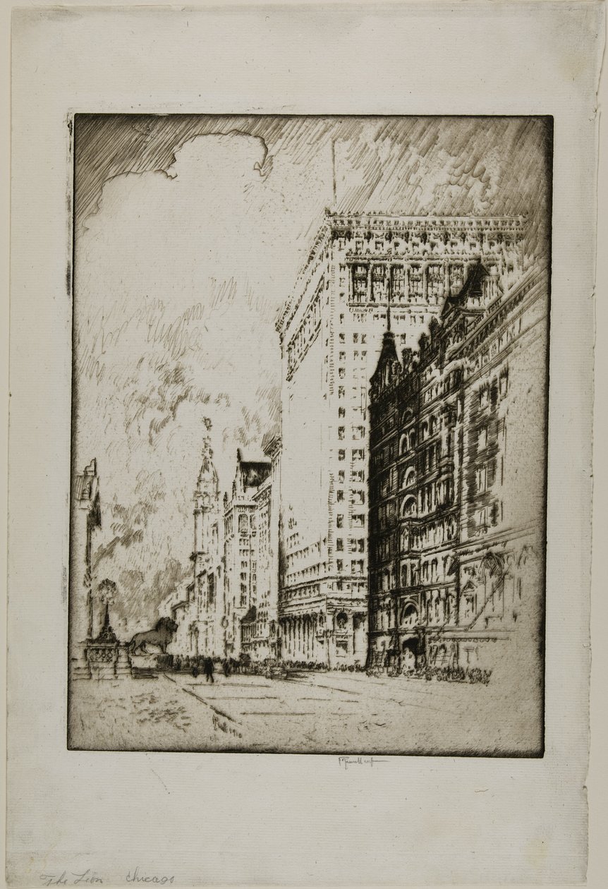 The Lion, Chicago autorstwa Joseph Pennell