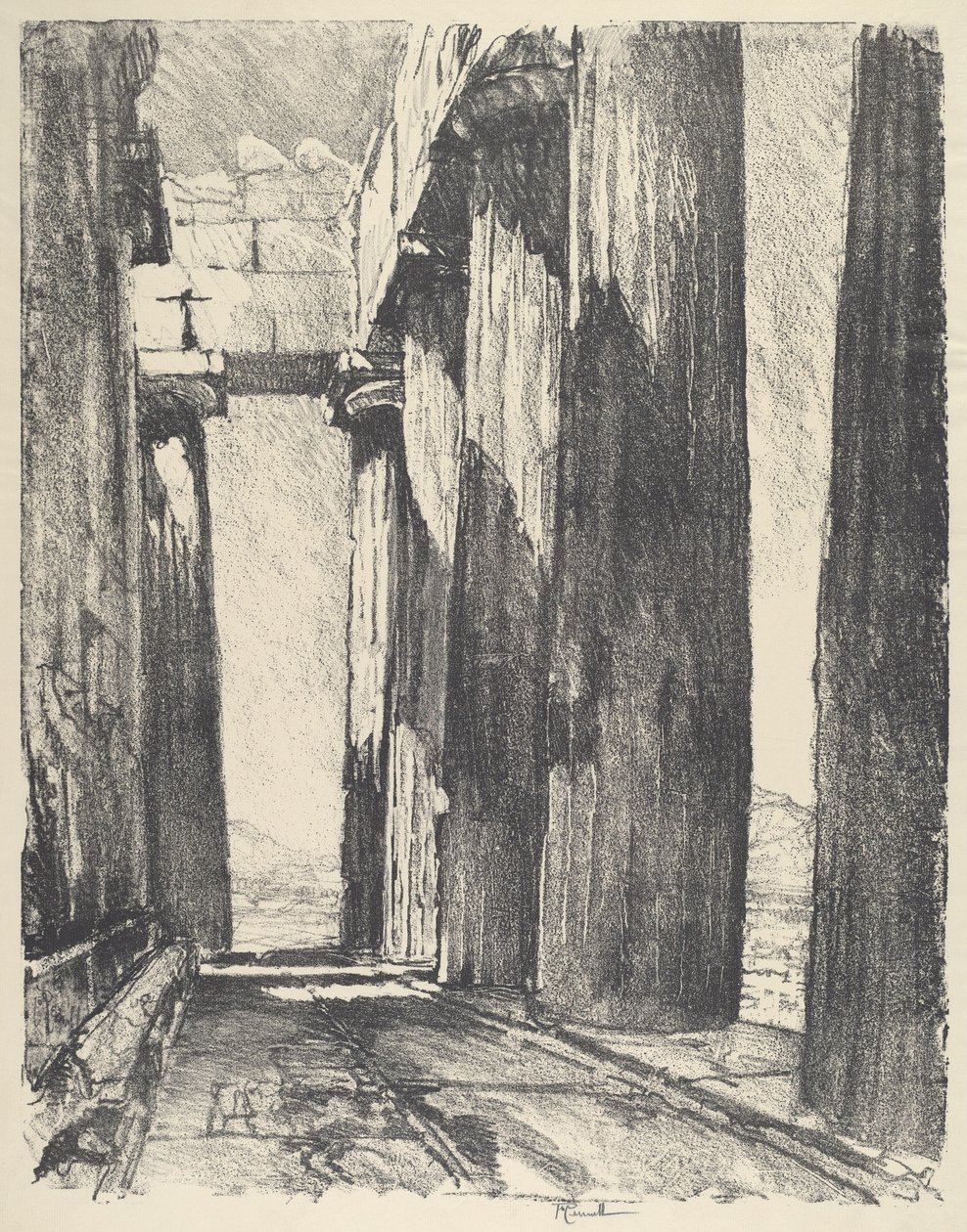 Portyk Partenonu, 1913. autorstwa Joseph Pennell