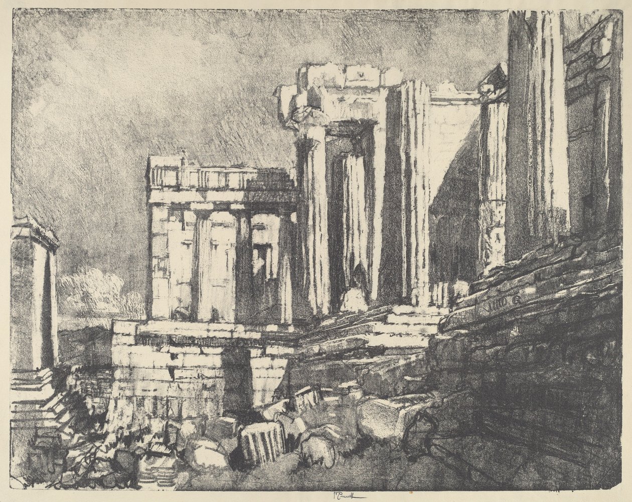 Propyleje, Ateny, 1913. autorstwa Joseph Pennell