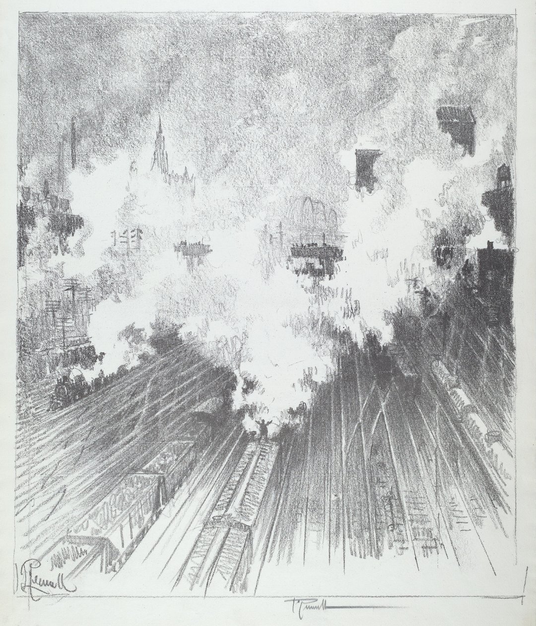 Stacja kolejowa, St. Louis, 1919. autorstwa Joseph Pennell