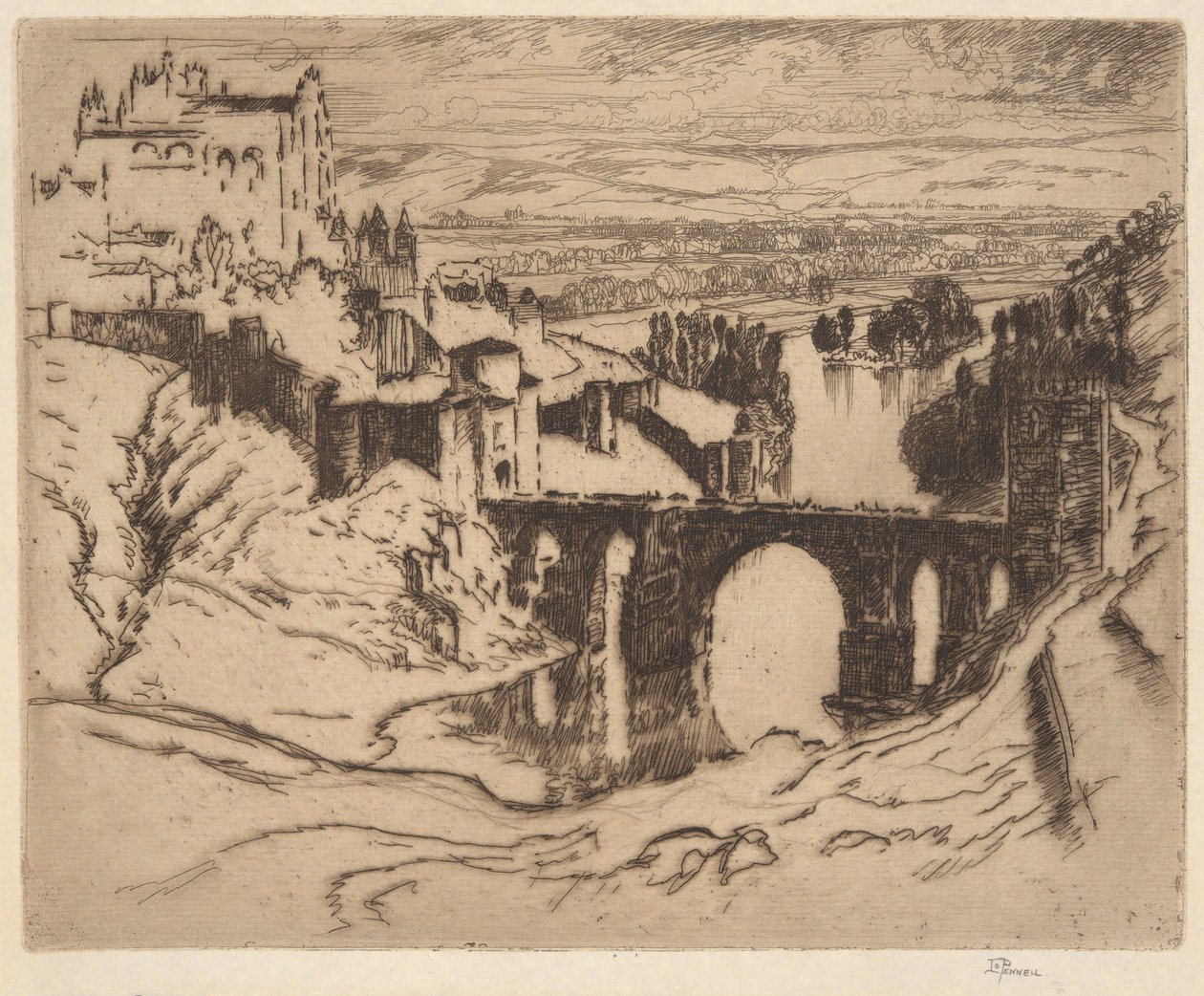 Bez tytułu [Most św. Marcina, Toledo] autorstwa Joseph Pennell