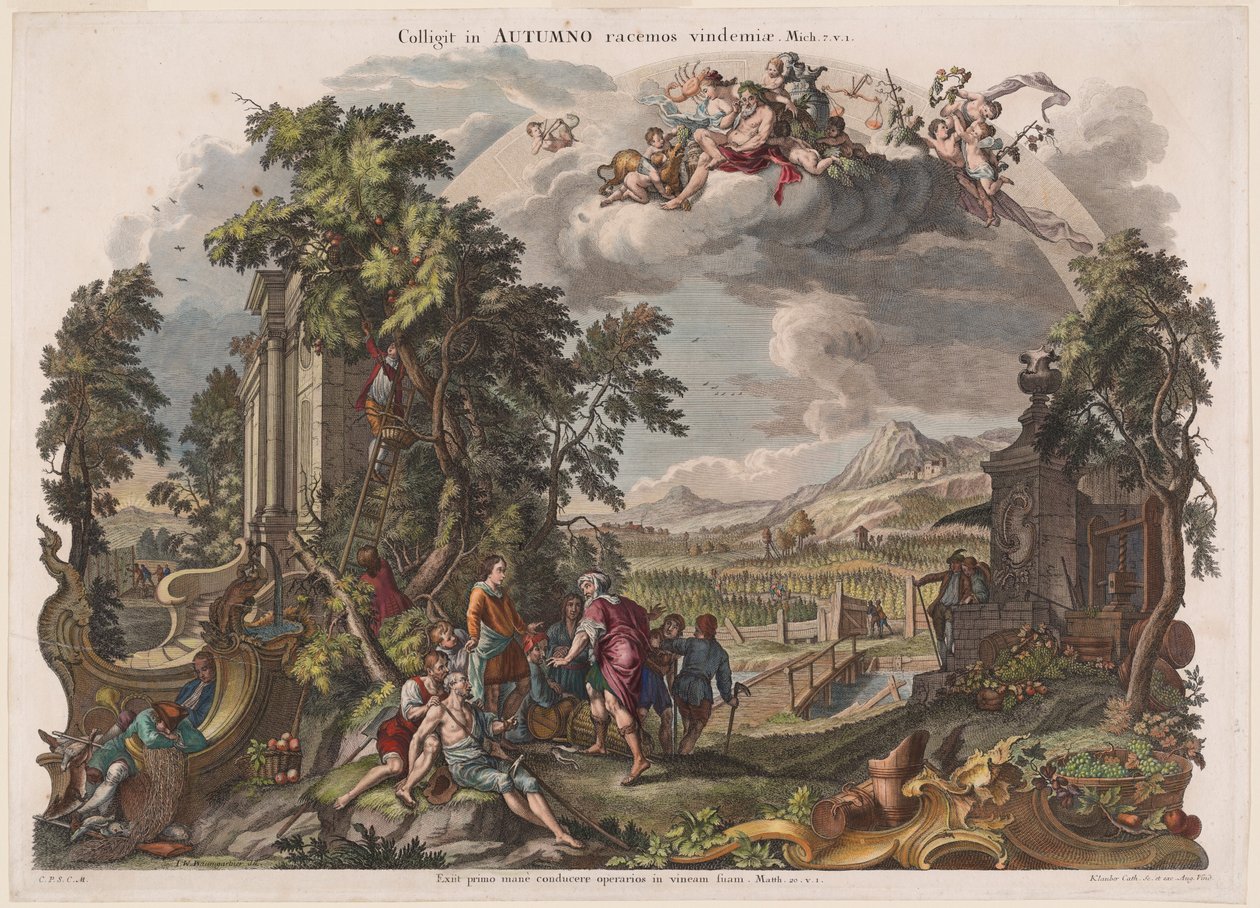 Jesień autorstwa Joseph Sebastian Klauber, Johann Baptist Klauber, after Johann Wolfgang Baumgartner