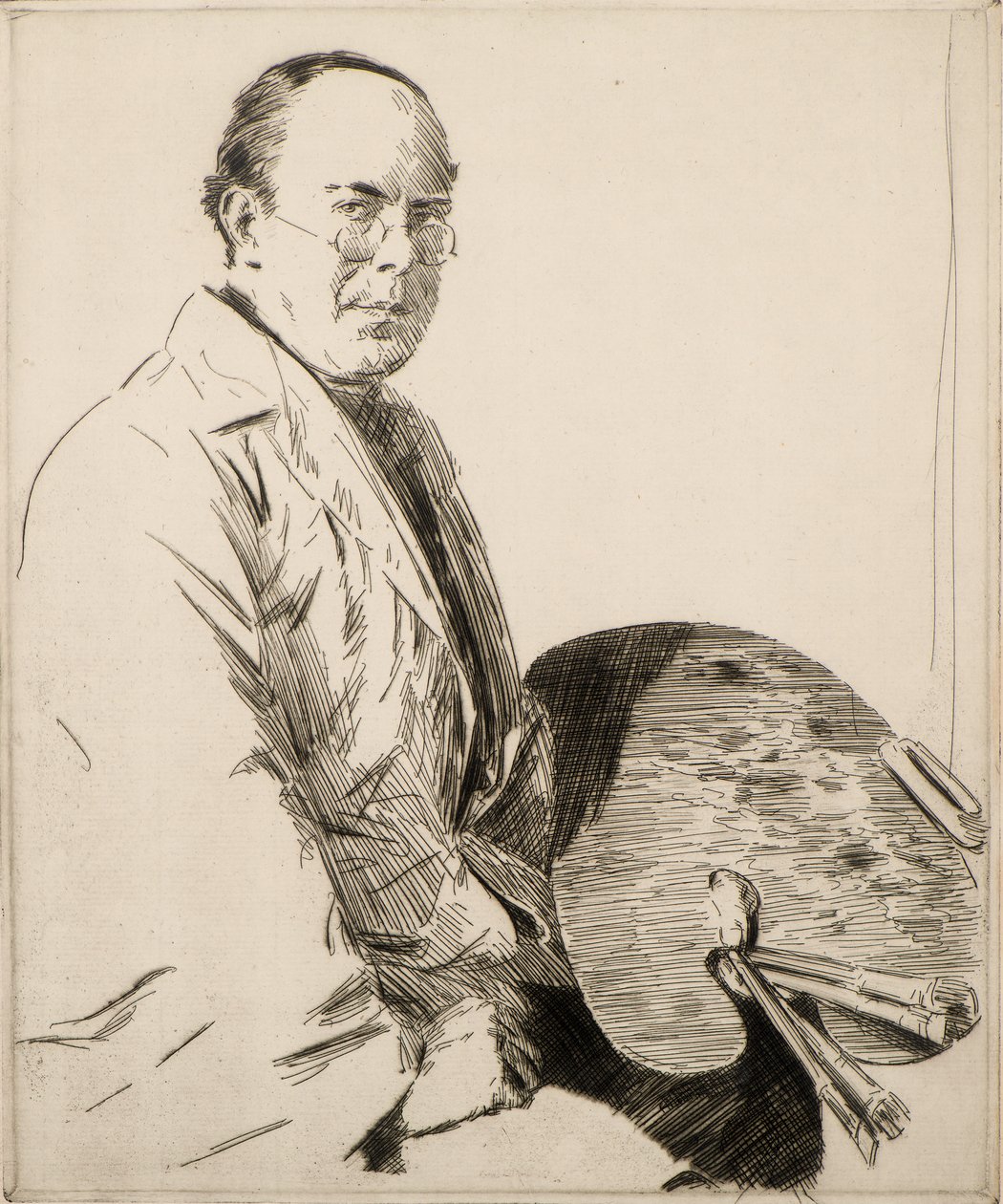 Autoportret, XX w. (akwaforta) autorstwa Joseph Simpson