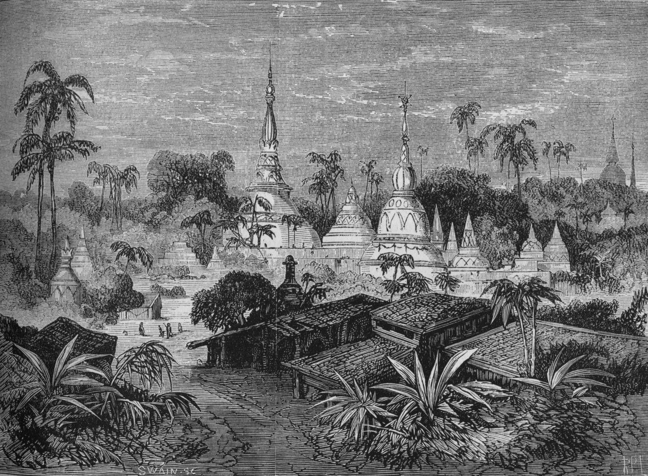 Pagody, w pobliżu Pegu, ok. 1880 r. autorstwa Joseph Swain