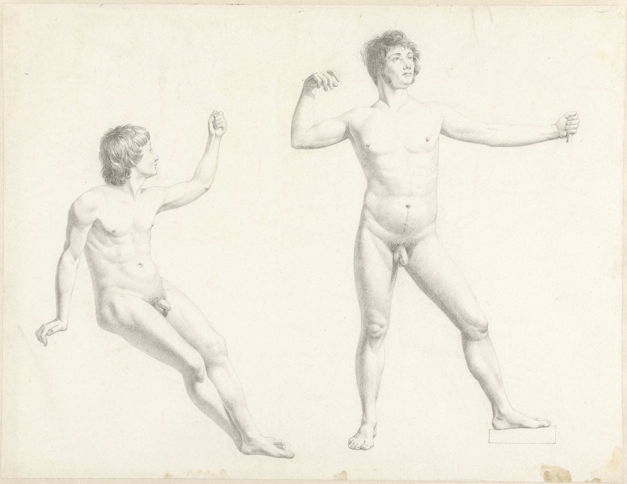 Dwa studia aktów męskich autorstwa Josephus Augustus Knip